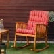 Tufted outdoor patio chair cushion in red with premium sponge, ideal for indoor and outdoor relaxation.