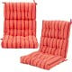 Tufted outdoor patio chair seating pad in red with stripes, featuring premium sponge and suede for comfort and.