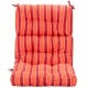 Tufted outdoor patio chair seating pad in red with stripes, featuring premium sponge for comfort and string ties for.