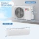 EchoCool Series 23000 BTU mini split air conditioner and heater pump system with outdoor and indoor unit dimensions.