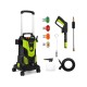 Electric high pressure power washer with 2300 PSI, foam spray, and four nozzles for versatile cleaning tasks.