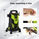 Electric high pressure power washer in green with quick connect nozzles, ideal for stubborn stains and easy mobility.