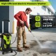 Electric pressure washer with 2300 PSI, foam spray, and quick connect nozzles for effective cleaning of various.