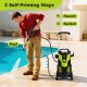 Electric high pressure power washer with foam spray and quick connect nozzles, ideal for cleaning pools and hard.