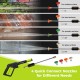 High pressure power washer with 4 quick connect nozzles for versatile cleaning on stubborn stains and various surfaces.