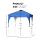 Height adjustable blue canopy tent measuring 6.6 x 6.6 FT, featuring three height settings for versatile outdoor use.