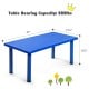 Blue kids plastic rectangular table with a spacious top, designed for daycares and home use, weather-resistant and safe.