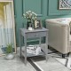 Gray wooden bedside sofa table featuring a sliding drawer and open shelf, perfect for stylish and practical storage.