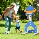 Kids basketball hoop set in blue with adjustable height, perfect for outdoor play and developing coordination skills.