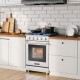 Freestanding 24-inch natural gas range with 4 burners, storage drawer, and convection oven in a modern kitchen setting.