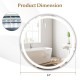 24-inch anti-fog bathroom wall mirror with 3-color LED lights and temperature display, showcasing product dimensions.