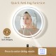 24-inch anti-fog bathroom wall mirror with LED lights, featuring quick defogging and temperature display for versatile.