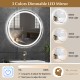 24-inch anti-fog bathroom wall mirror with 3-color LED lights, time display, and adjustable brightness for personalized.