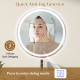 32-inch anti-fog bathroom wall mirror with 3-color LED lights, featuring quick defogging and time display for easy use.