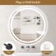 32-inch anti-fog bathroom wall mirror with 3-color LED lights, featuring plug or wall switch options for versatile use.