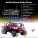 Pink 24V ride-on kids car with remote control, dump bed, and media center for fun outdoor adventures.