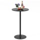 Elegant 24-inch round cocktail table with a black MDF top and metal base, perfect for home or event use.