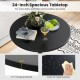 24-inch round cocktail table with black MDF top and metal base, featuring a waterproof surface for versatile use.