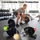 Puzzle exercise floor mats in gray, 1/2" thick, provide non-slip protection for gym floors during workouts.