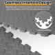 Seamless interlocking design of gray 24Tiles exercise floor mats, featuring non-slip texture and included borders for.