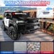24V 2-seater ride on police car in black with LED lights, designed for kids aged 3 to 8, suitable for various road.