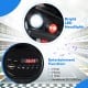 Bright LED headlights and control panel of the 24V Electric Ride On Quad in black, featuring entertainment functions.