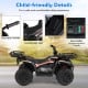 Electric ride-on quad with easy-grip handles, comfortable seat, foot pedal, and gear shifter for kids' safe riding.