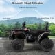 24V kids ATV in black with 2 seats, 4 motors, and LED lights, designed for smooth rides on various terrains.