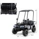 Kids 24V golf cart ride-on car in black with detachable awning, two seats, storage trunk, and safety features.