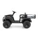 Black 24V kids golf cart ride-on car with 4WD, two seats, storage trunk, and horn for outdoor fun.