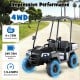Black 24V kids golf cart with 4WD, 2 seats, storage trunk, and detachable awning for safe outdoor fun.