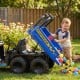 Kids ride-on dump truck with electric dump bed, 2-seater design, and 4WD for outdoor fun and exploration.