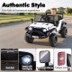 24V ride-on car for kids in white with LED headlights, parent remote control, and spacious seat for safe driving fun.