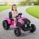 Front view of the pink 24V ride-on tractor for kids showcasing realistic engine sounds and a comfortable seat for.