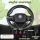 Steering wheel of the 24V Ride on Tractor featuring music controls, horn, and one-button start for kids' fun.