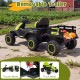 24V ride-on tractor with detachable trailer in green, featuring high-strength wheels and remote control for kids' fun.