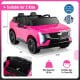 Pink 24V licensed Cadillac ride-on truck for 2 kids, featuring safety belts, remote control, and entertainment options.