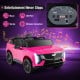Pink 24V licensed Cadillac ride-on truck for 2 kids, featuring remote control, music, and USB port for entertainment.