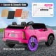 Pink licensed Cadillac 24V ride-on truck for 2 kids, featuring 4-wheel spring suspension and remote control for safety.