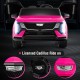Front view of the pink licensed Cadillac ride-on truck with LED lights, designed for 2 kids and equipped with remote.