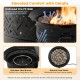 Portable 24.5-inch propane fire pit with stainless steel burner and natural lava rocks for optimal heat distribution.