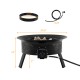 Portable 24.5-inch propane fire pit with folding legs, stainless steel burner, and natural lava rocks for outdoor.