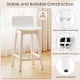 White 24.5-inch swivel bar stool with rubber wood legs, low back, and adjustable footpads for stable seating.