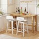 Set of 2 white 24.5-inch swivel wooden bar stools with rubber wood legs, perfect for dining areas or cafes.