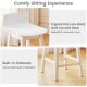 Curved seat and low back of a 24.5-inch swivel wooden bar stool set in white, perfect for dining and relaxation.