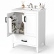 Modern 24.5" white bathroom vanity with sink includes 4 door shelves for easy access and a spacious bottom drawer.