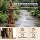 24.5-inch St. Francis statue in rustic brown with bird feeder, made from magnesium oxide for all-weather durability.