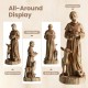 St. Francis statue with bird feeder in rustic brown, showcasing a calming scene with animals, ideal for garden decor.