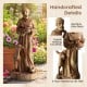 St. Francis statue with bird feeder, rustic brown, 24.5 inches, perfect for garden decor and attracting birds.