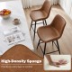 Set of 2 brown 24-inch bar stools with backs and footrests, featuring high-density sponge for added comfort.